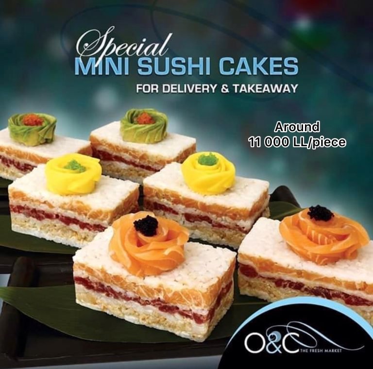 sushi cake pieces in lebanon