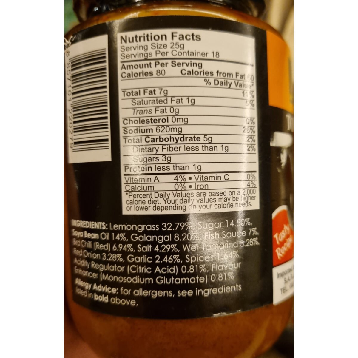 Tom Yum Paste nutrition facts