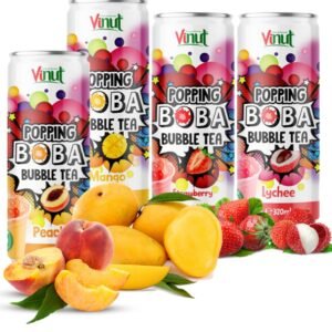 Popping Boba Bubble Tea Lychee/strawberry /Mango/Peach 320ml