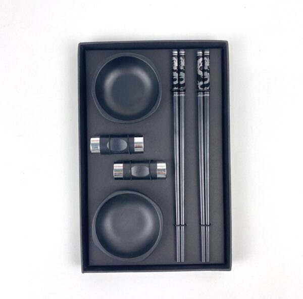 Chopsticks Black Pattern Handle Premium Reusable (Fiberglass)