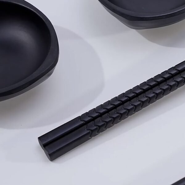 Chopsticks Black Set Premium Reusable (Fiberglass) - Image 3