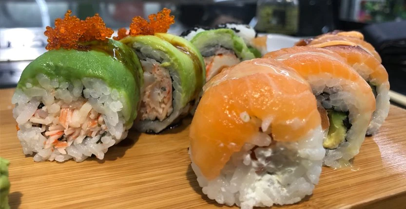 Sushi Ura Makis on a Plate at Carrefour Lebanon