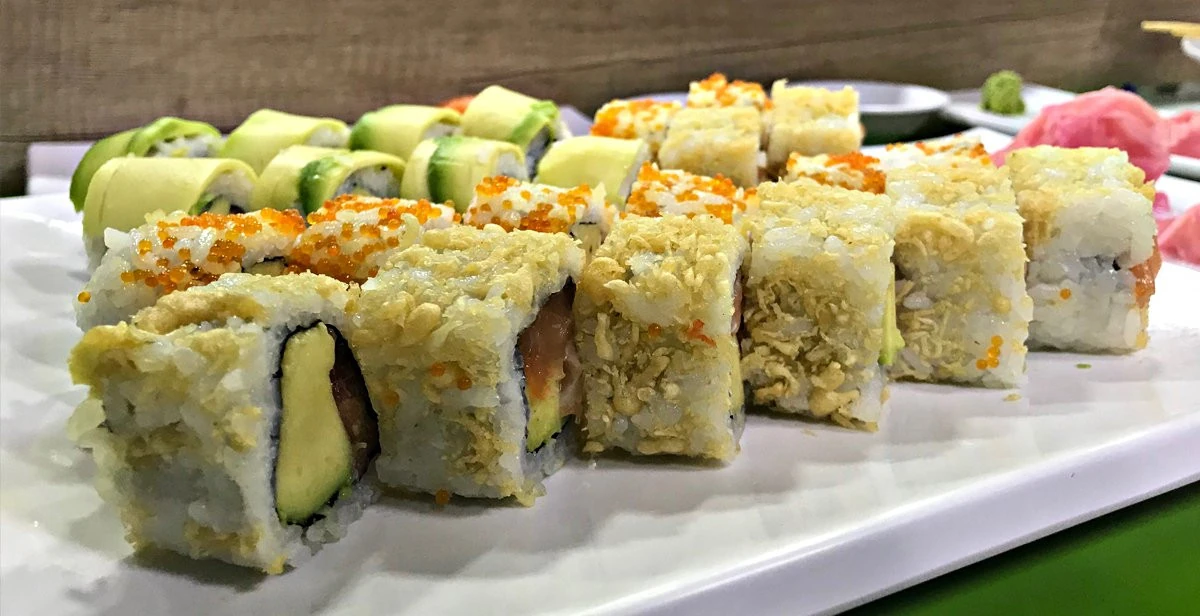 sushi on a tray