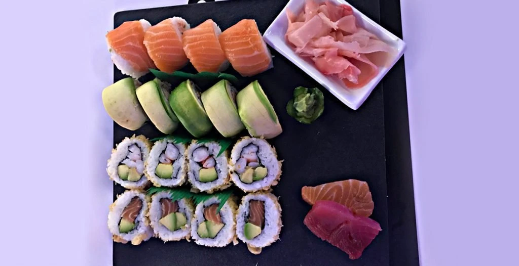 sushi on a tray