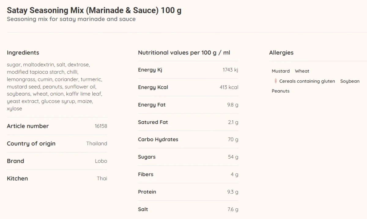 Satay seasoning Mix 100g - Image 3