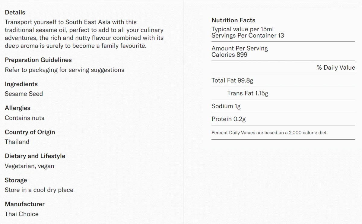 Sesame Oil thai choice 200ml - Image 3
