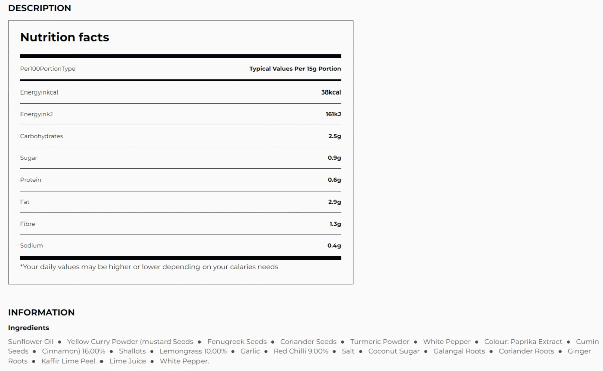Yellow Curry Paste 227g Real Thai - Image 3